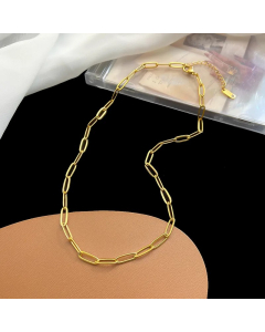 Vintage Style Solid Color Titanium Steel Plating 18K Gold Plated Necklace