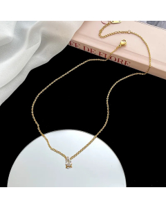 Wholesale Stainless Steel Necklace Drop-Shaped 18K Gold Plated Necklace