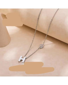 Steel Color Letter Titanium Steel Plating 18K Gold Plated Necklace