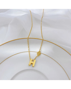 Gold Color Letter Titanium Steel Plating 18K Gold Plated Necklace