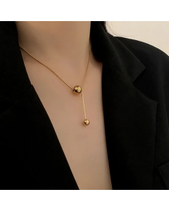 Gold Color Ball Titanium Steel Plating 18K Gold Plated Necklace