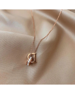 Rose Gold Color Elegant Lady Simple Style Letter Titanium Steel Plating 18K Gold Plated Pendant Necklace