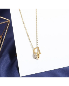Gold Color Elegant Lady Simple Style Letter Titanium Steel Plating 18K Gold Plated Pendant Necklace