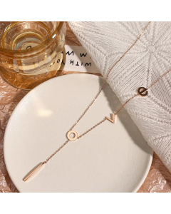 Rose Gold Color Lady Simple Style Geometric Titanium Steel Plating 18K Gold Plated Necklace