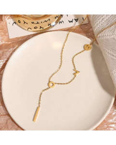 Gold Color Lady Simple Style Geometric Titanium Steel Plating 18K Gold Plated Necklace