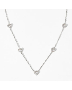 Colorza Sweet Heart Shape Stainless Steel Titanium Steel Plating Inlaid Zircon Necklace-Steel Color-White