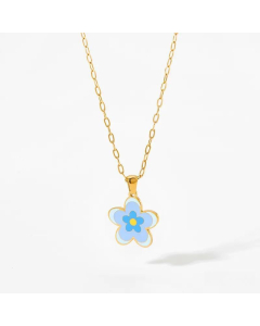 Sweet Flower Stainless Steel Titanium Steel Enamel Plating Pendant Necklace