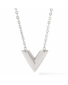 Steel Color Lady Simple Style V Shape Stainless Steel Titanium Steel Plating Sweater Chain