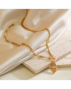 IG Style Modern Style Palm Titanium Steel Plating Pendant Necklace