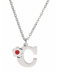 Simple Style Letter Flower Titanium Steel Polishing Inlay Zircon Pendant Necklace