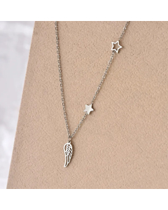 Punk Simple Style Pentagram Wings Stainless Steel Polishing Pendant Necklace