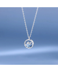 Steel Color Elegant Whale Titanium Steel Inlay Artificial Crystal Pendant Necklace