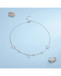 Steel Color Elegant Lady Star Titanium Steel Plating Necklace