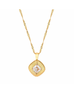 Simple Style Square Stainless Steel Polishing Inlay Zircon Pendant Necklace
