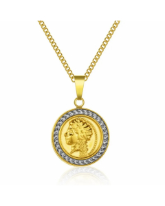 Colorza Cute Rainbow Portrait Rabbit Stainless Steel Polishing Inlaid Zircon Pendant Necklace