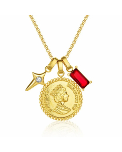 Colorza Cute Rainbow Portrait Rabbit Stainless Steel Polishing Inlaid Zircon Pendant Necklace