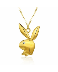 Colorza Cute Rainbow Portrait Rabbit Stainless Steel Polishing Inlaid Zircon Pendant Necklace