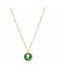 Elegant Vintage Style Lady Flower Titanium Steel Plating 18K Gold Plated Pendant Necklace