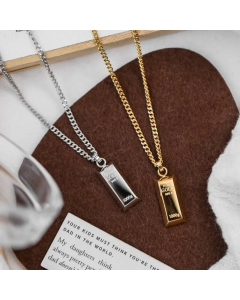 Simple Style Letter Rectangle Titanium Steel Plating 18K Gold Plated Pendant Necklace