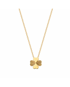 Sweet Four Leaf Clover Titanium Steel Plating 18K Gold Plated Pendant Necklace