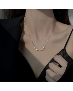 Simple Style Korean Style Round Imitation Pearl Titanium Steel Plating 18K Gold Plated Necklace