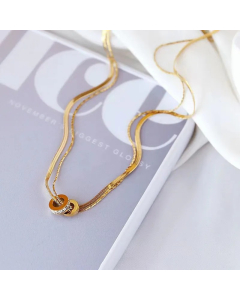 Simple Style Classic Style Round Titanium Steel Plating Inlay Zircon 18K Gold Plated Layered Necklaces_colorza_3