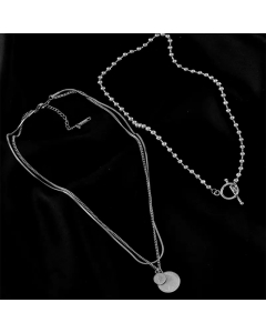 Steel Color Vintage Style Portrait Titanium Steel Toggle Plating 18K Gold Plated Layered Necklaces