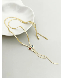Elegant Classical Shiny Animal Butterfly Stainless Steel Plating Three-Dimensional Inlay Zircon 18K Gold Plated Long Necklace