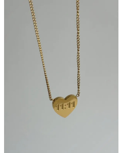 Vintage Style Commute Number Heart Shape Stainless Steel Plating 18K Gold Plated Pendant Necklace