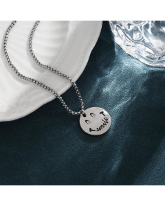 Cute Simple Style Smiley Face Stainless Steel Enamel Plating Hollow Out White Gold Plated Platinum Plated Pendant Necklace