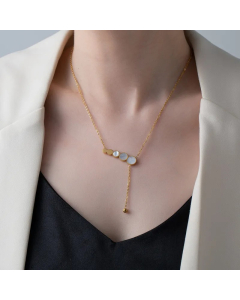 Glam Simple Style Round Tassel Titanium Steel Plating 18K Gold Plated Pendant Necklace