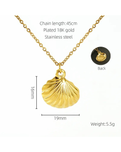 Modern Style Fruit Rose Shell Stainless Steel Plating 18K Gold Plated Pendant Necklace Long Necklace