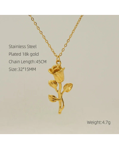 Sweet Fruit Rose Shell Stainless Steel Plating 18K Gold Plated Pendant Necklace Long Necklace