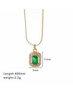 Streetwear Rectangle Stainless Steel Titanium Steel Plating Inlay Zircon Pendant Necklace