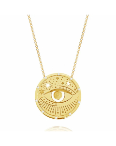 Retro Simple Style Sun Moon Stainless Steel Plating Hollow Out Gold Plated Pendant Necklace