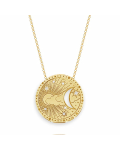 Retro Simple Style Sun Moon Stainless Steel Plating Hollow Out Gold Plated Pendant Necklace