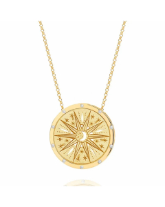 Retro Simple Style Sun Moon Stainless Steel Plating Hollow Out Gold Plated Pendant Necklace
