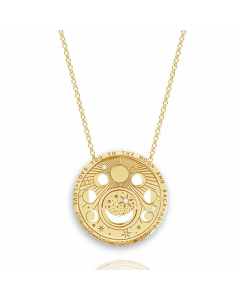 Retro Simple Style Sun Moon Stainless Steel Plating Hollow Out Gold Plated Pendant Necklace