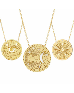 Retro Simple Style Sun Moon Stainless Steel Plating Hollow Out Gold Plated Pendant Necklace_colorza_5