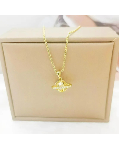 Lady Planet Titanium Steel Irregular Plating Inlay Zircon Pendant Necklace