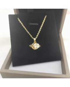 Lady Planet Titanium Steel Irregular Plating Inlay Zircon Pendant Necklace_colorza_2