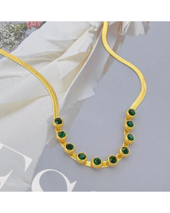 Elegant Retro Round Titanium Steel Plating Inlay Rhinestones 18K Gold Plated Necklace