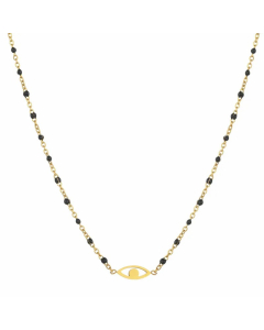 Simple Style Eye Stainless Steel Alloy Plating Gold Plated Pendant Necklace-01-Black