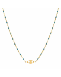 Simple Style Eye Stainless Steel Alloy Plating Gold Plated Pendant Necklace-01-Blue
