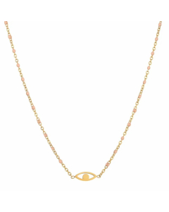 Simple Style Eye Stainless Steel Alloy Plating Gold Plated Pendant Necklace-01-Pink