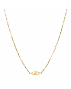 Simple Style Eye Stainless Steel Alloy Plating Gold Plated Pendant Necklace-01-White