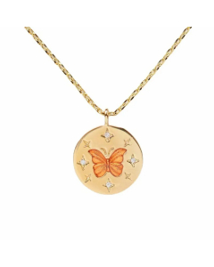 Retro Classic Style Star Butterfly Stainless Steel Plating Inlay Zircon 18K Gold Plated Pendant Necklace Long Necklace
