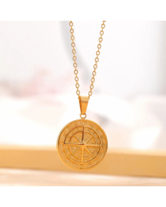 Retro Classic Style Star Heart Shape Flower Titanium Steel Enamel Plating Gold Plated Necklace