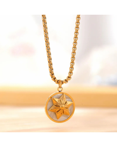 Retro Classic Style Star Heart Shape Flower Titanium Steel Enamel Plating Gold Plated Necklace