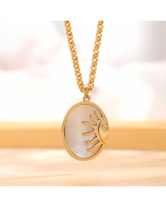 Retro Classic Style Star Heart Shape Flower Titanium Steel Enamel Plating Gold Plated Necklace